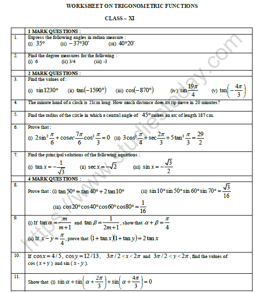 cbse-class-11-mathematics-trigonometric-functions-worksheet-set-b